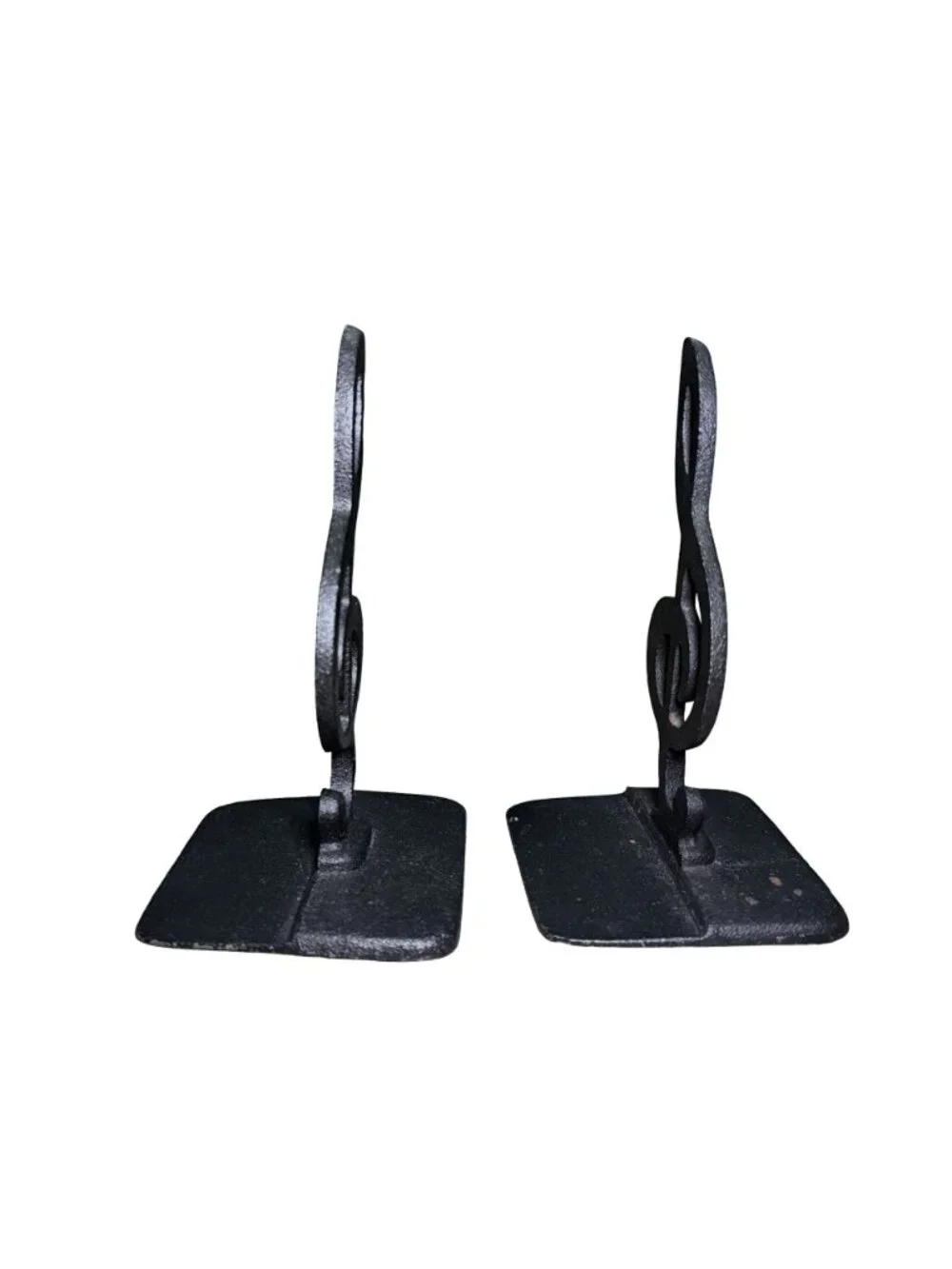 Vintage Musical Treble Clef Cast Iron Bookends Black 6.5